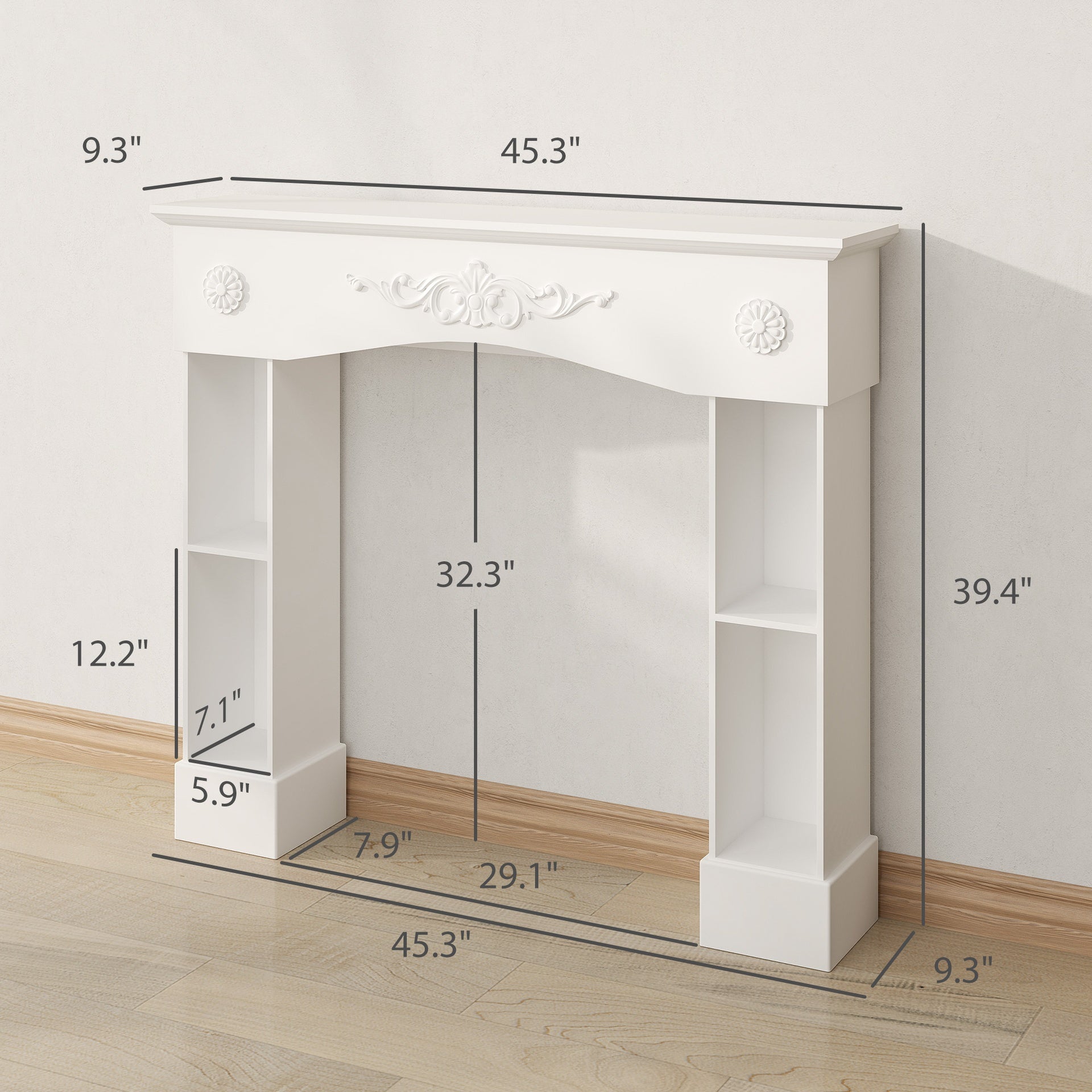 Freestanding Fireplace Surround with Leg for Electric Fireplaces