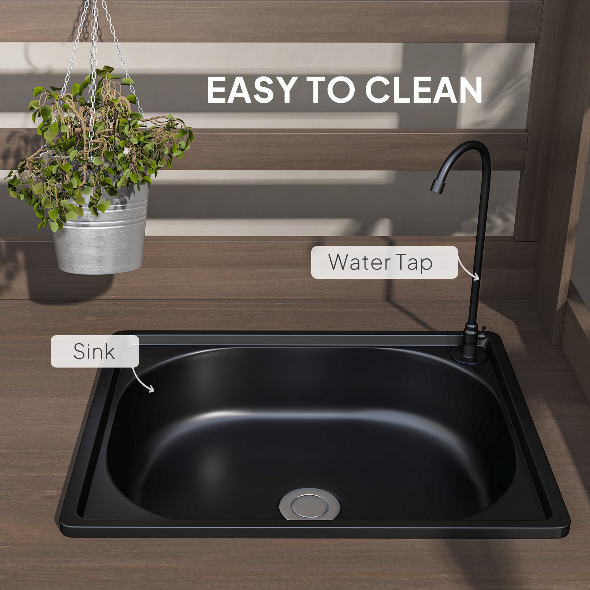 Potting Bench,Wooden Potting Bench with Storage, Sink, Water Tap