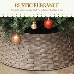 2.25 ft  Rustic Christmas Tree Skirt, Plastic Woven Christmas Tree Collar, Coffee