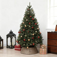 2.25 ft  Rustic Christmas Tree Skirt, Plastic Woven Christmas Tree Collar, Coffee