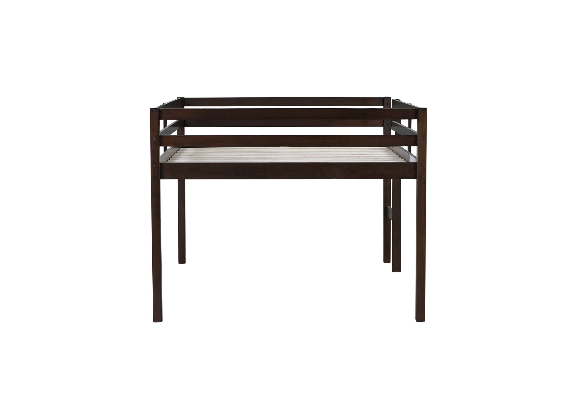Full Rubber Wood Loft Bed with Ladder,Espresso