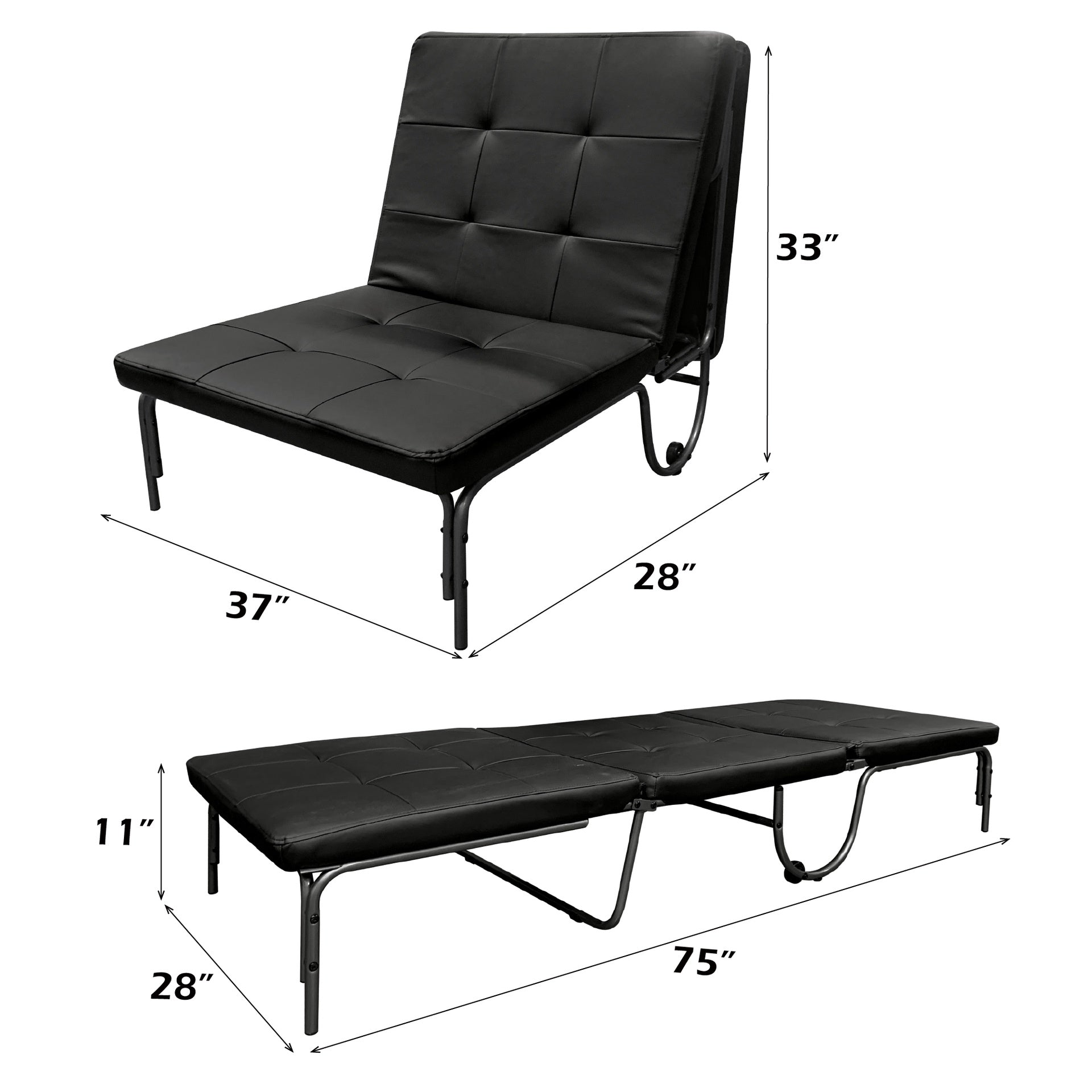 Senon Black Finish Adjustable Chair (Futon)