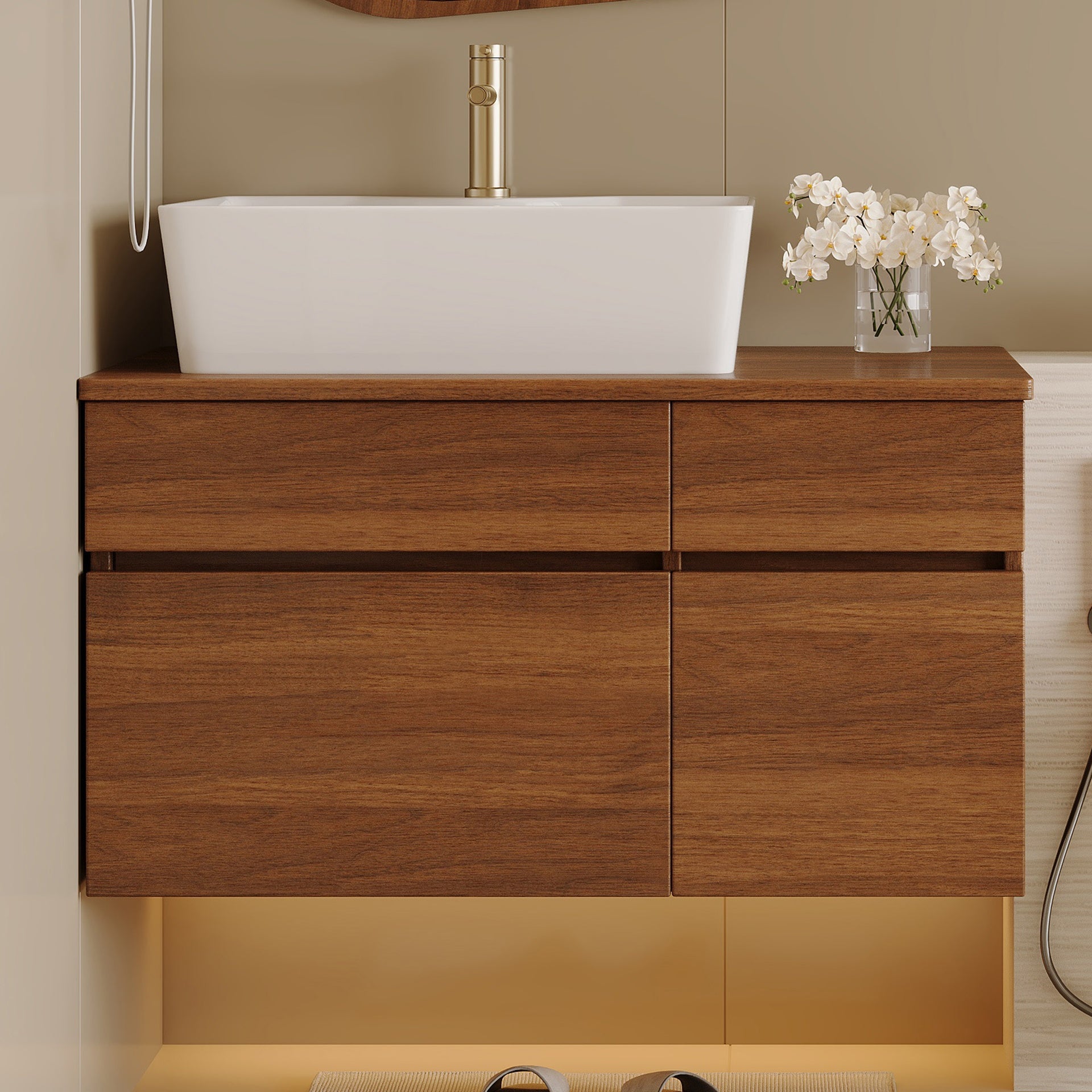 31.5 Inches Floating Single Small Bathroom Vanity with Sink