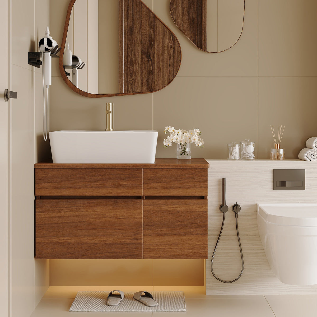 31.5 Inches Floating Single Small Bathroom Vanity with Sink