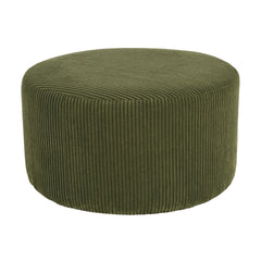 Upholstered Round Ottoman,Olive Green,Corduroy