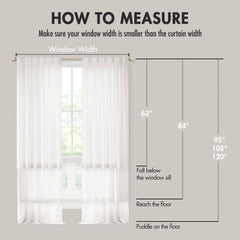 2 PCS 52x120" Rod Pocket with Back Tab Privacy Curtain Pair White