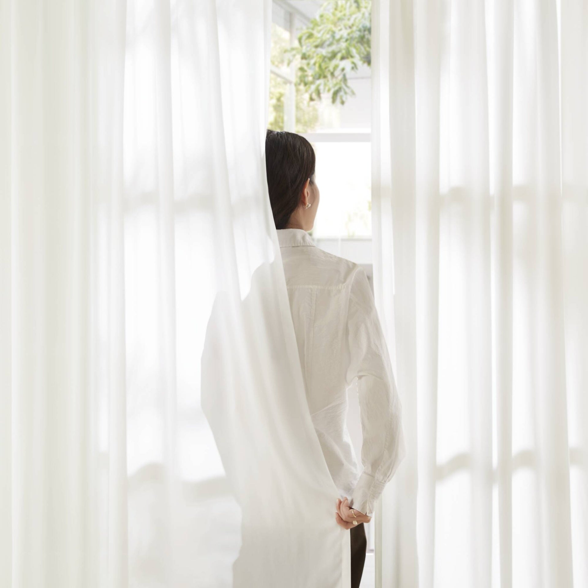 2 PCS 52x120" Rod Pocket with Back Tab Privacy Curtain Pair White