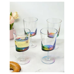 Oval Halo Plastic Wine Glasses Set of 4 (12oz), BPA Free Acrylic Wine Glass Set, Unbreakable Red Wine Glasses, White Wine Glasses