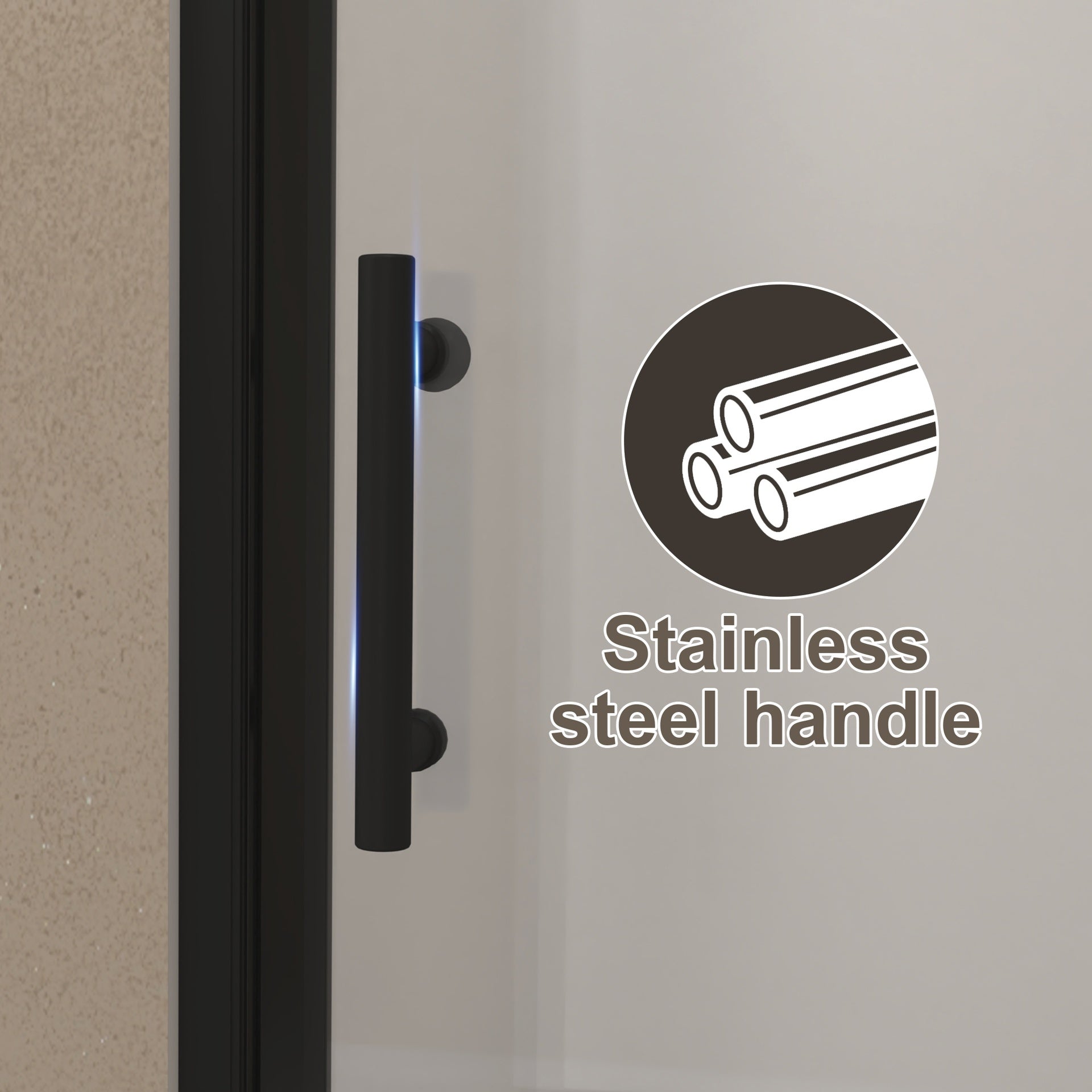 30"x 72" Pivot Shower Door, Matte Black Aluminum Frame, Half Frame ,1/4"(6mm) Tempered Glass Explosion Proof Film,Stainless Steel Handle