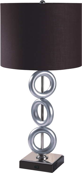 ONE PAIR OF 29"H SILVER 3-RING WITH OUTLET TABLE LAMP (2PC/CTN)