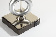 ONE PAIR OF 29"H SILVER 3-RING WITH OUTLET TABLE LAMP (2PC/CTN)