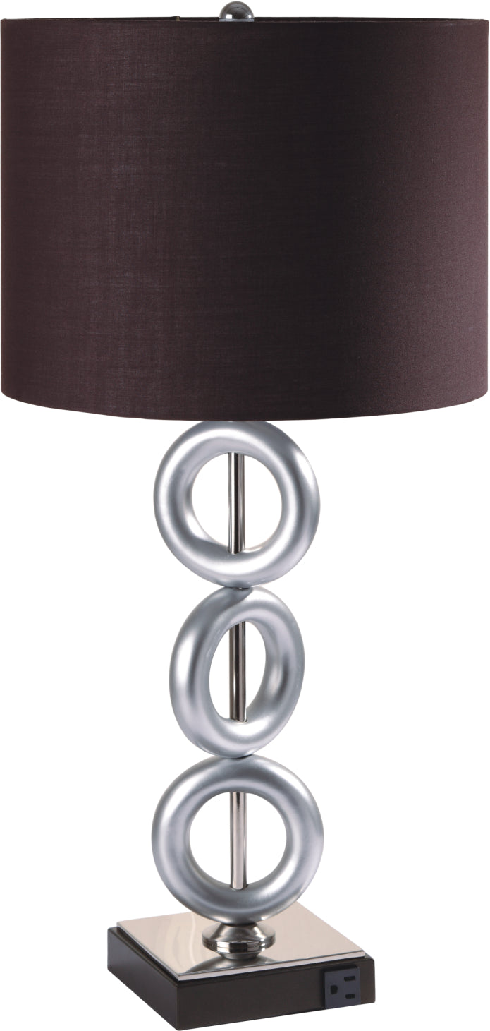 ONE PAIR OF 29"H SILVER 3-RING WITH OUTLET TABLE LAMP (2PC/CTN)