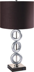 ONE PAIR OF 29"H SILVER 3-RING WITH OUTLET TABLE LAMP (2PC/CTN)