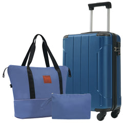 20 Inch Carry On Luggage Set 3 Piece with Spinner Wheels, Lightweight Hardshell ABS Suitcase for Weedend Getaways, Business Travel, Blue