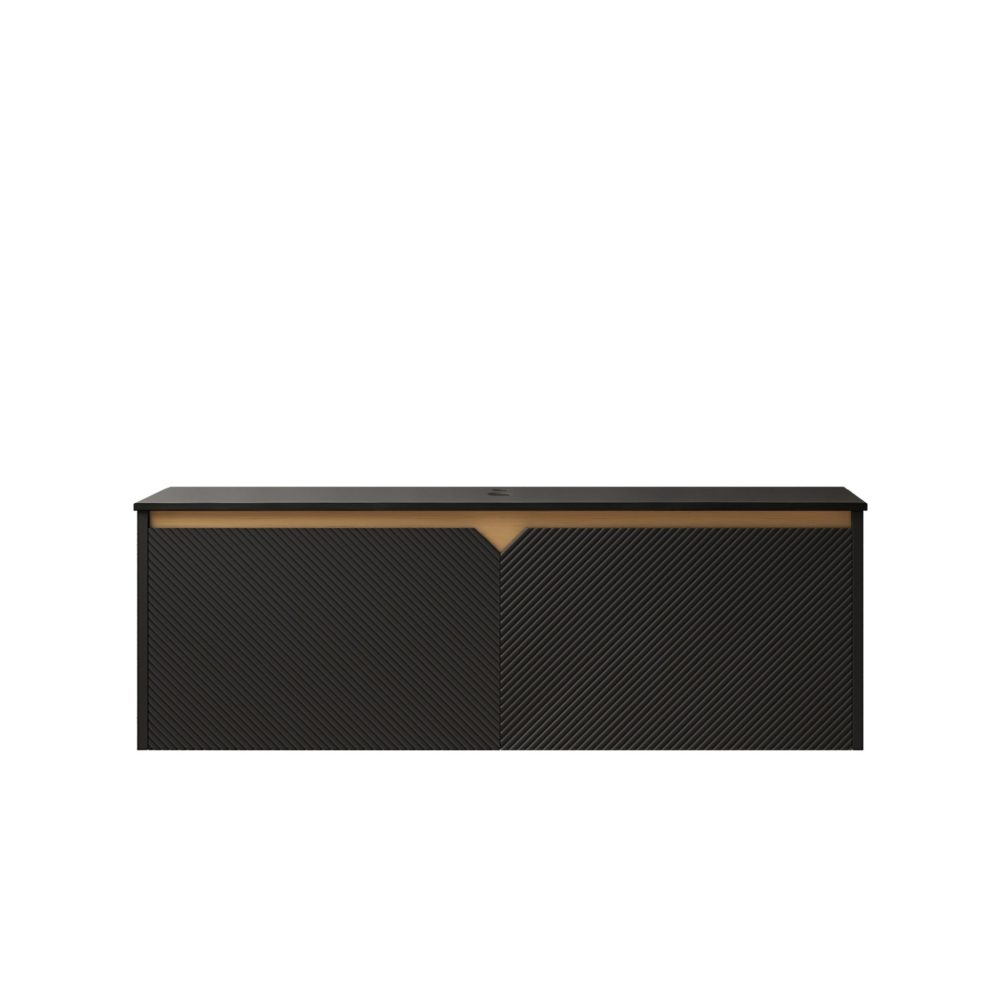 RUBEN 48" Wall-Mounted Black Plywood Cabinet and Black Sintered Stone Countertop, NO Basin, NO Faucet and Sink Cover