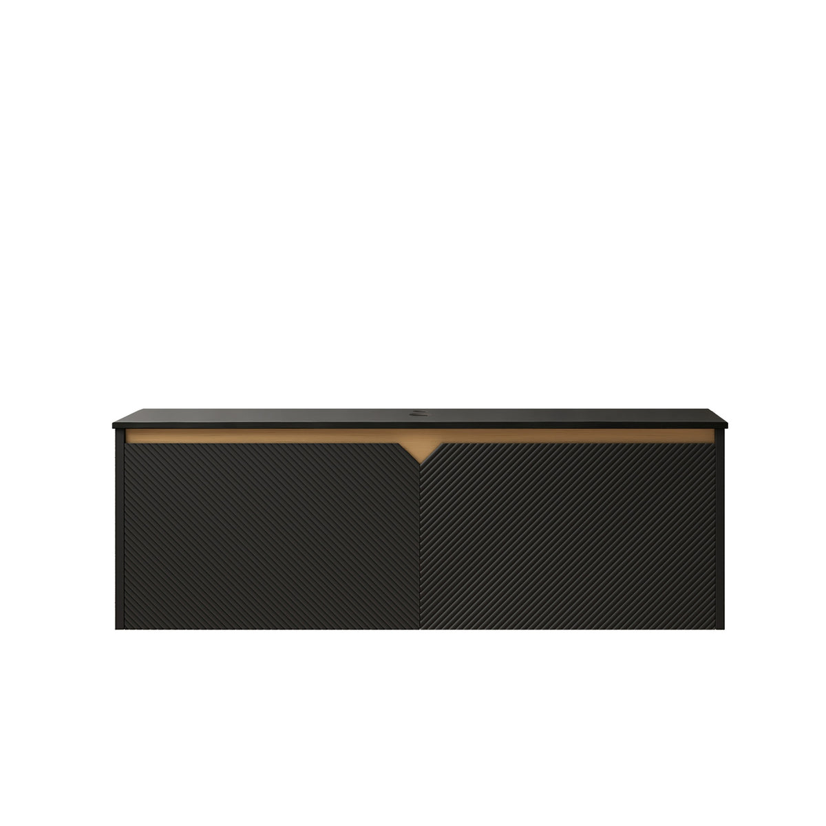 RUBEN 48" Wall-Mounted Black Plywood Cabinet and Black Sintered Stone Countertop, NO Basin, NO Faucet and Sink Cover