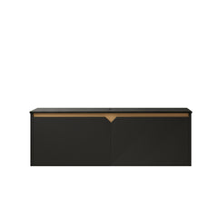 RUBEN 48" Wall-Mounted Black Plywood Cabinet and Black Sintered Stone Countertop, NO Basin, NO Faucet and Sink Cover