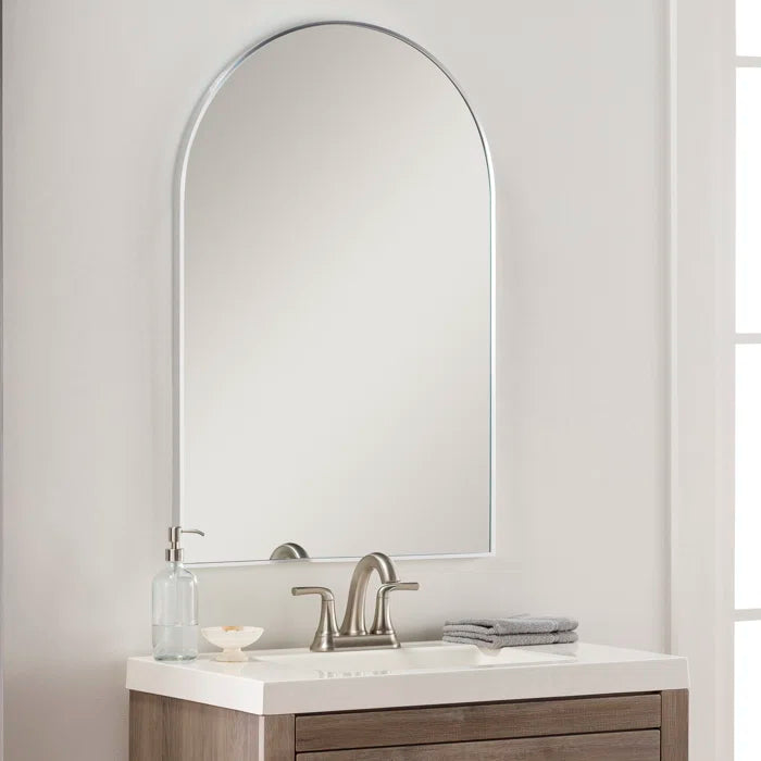 20x30 Inch Silver Metal Framed Arched Bathrrom Mirror for Wall.(W2203134107)