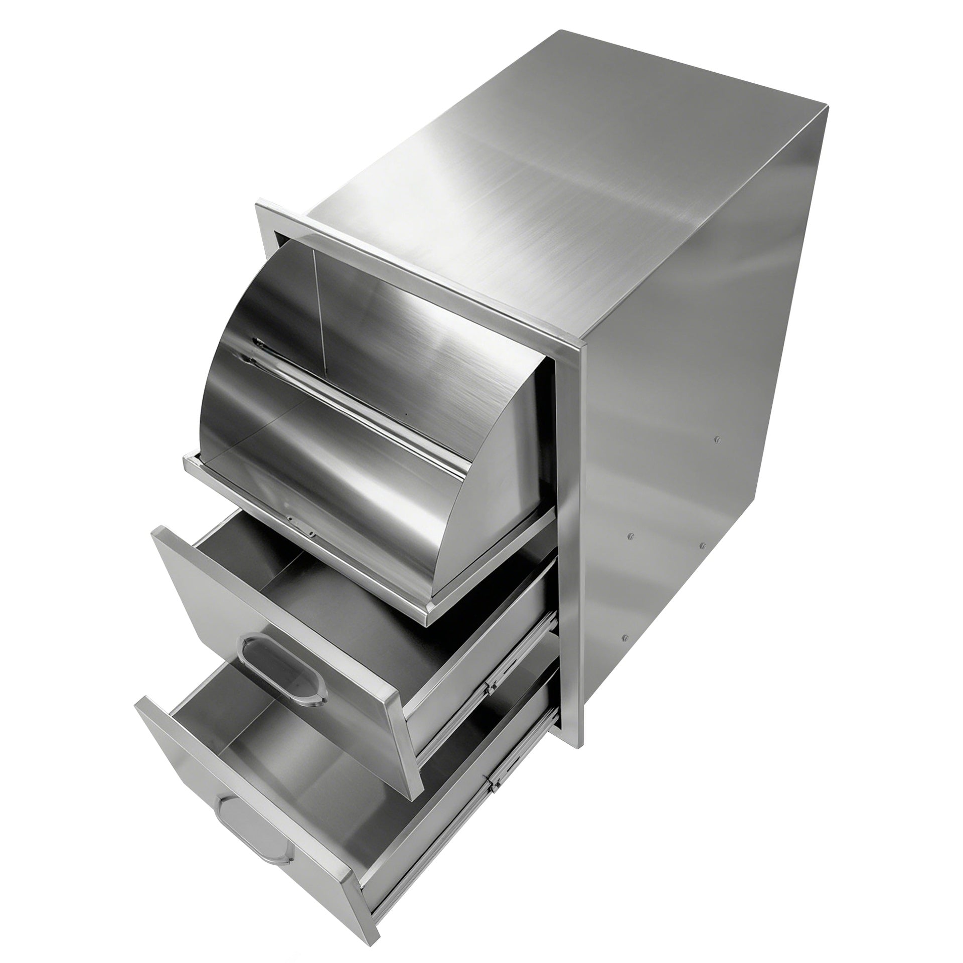 Stainless Steel Kitchen Cabinet with 3 Drawers & Paper Towel Holder, 17Wx30Hx21D, Durable Storage Organizer for Countertop or Under-Cabinet Use