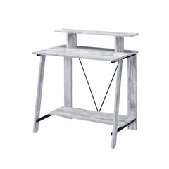 Antique White and Black Writing Desk with Upper Shelf