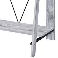 Antique White and Black Writing Desk with Upper Shelf