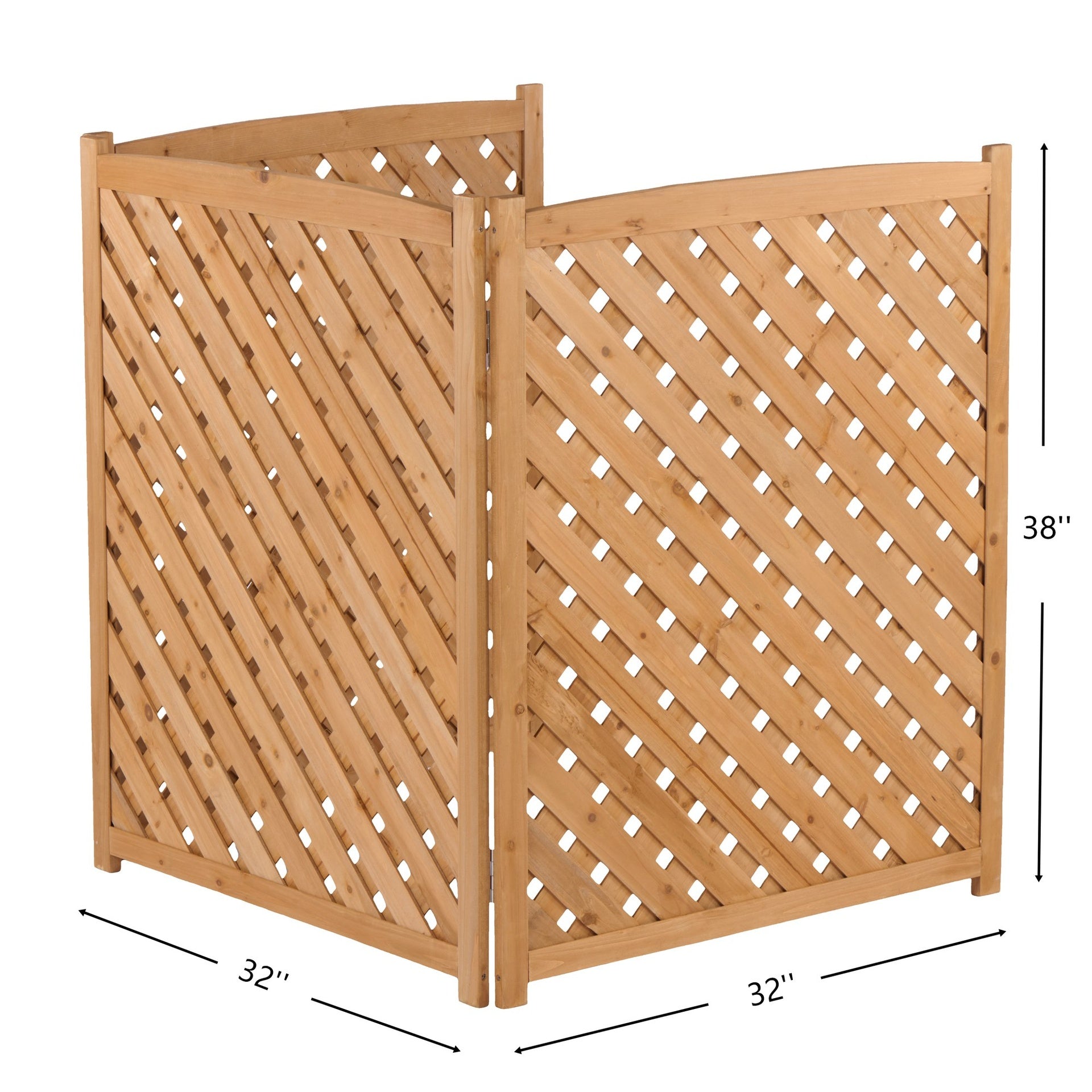 3-Panel Outdoor Air Conditioner Fence Screen, Outside Wood Privacy Fence, 32" W x 38" H