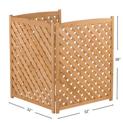 3-Panel Outdoor Air Conditioner Fence Screen, Outside Wood Privacy Fence, 32" W x 38" H