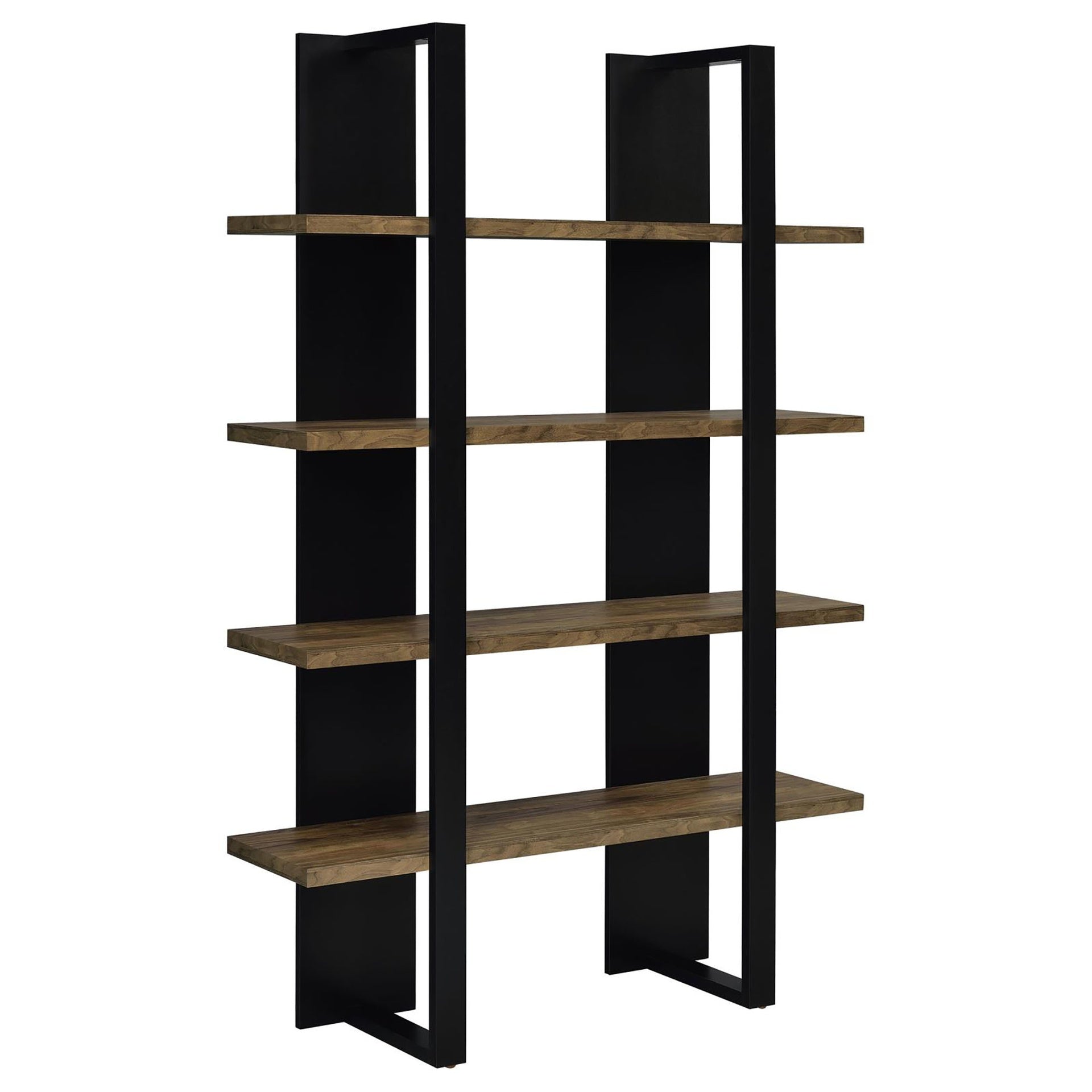 Mystrene Black and Walnut 4-Shelf Bookcase