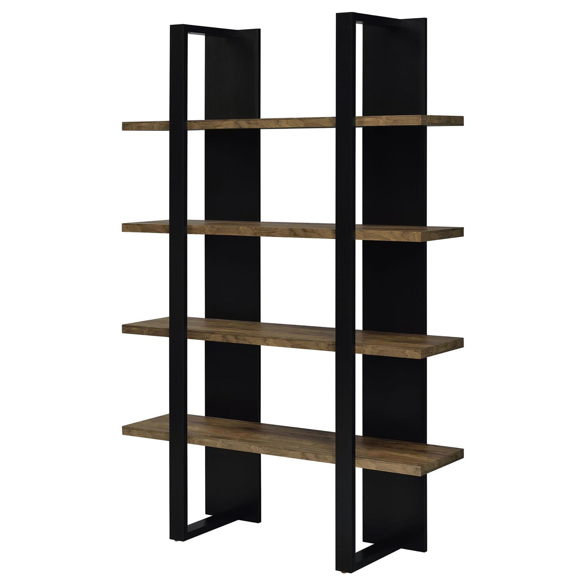 Mystrene Black and Walnut 4-Shelf Bookcase