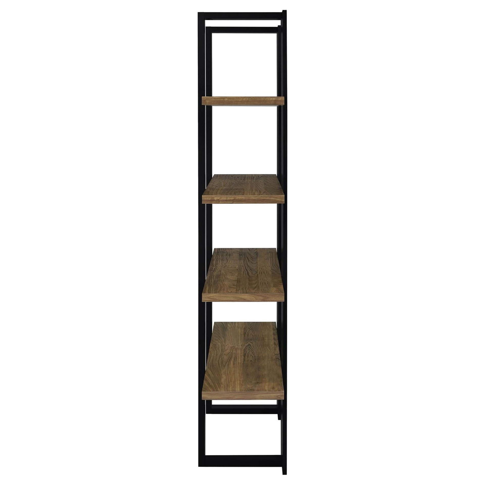 Mystrene Black and Walnut 4-Shelf Bookcase