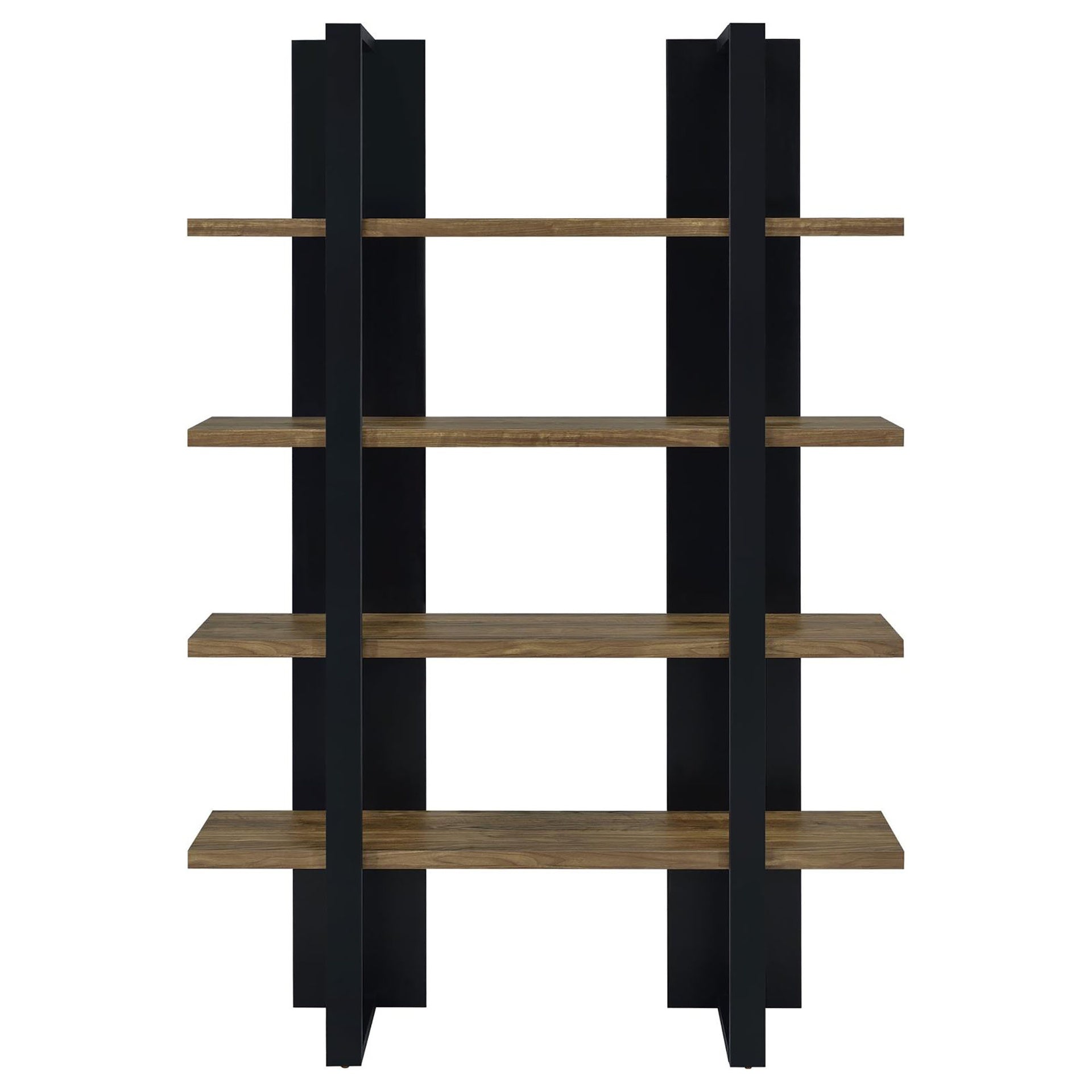 Mystrene Black and Walnut 4-Shelf Bookcase
