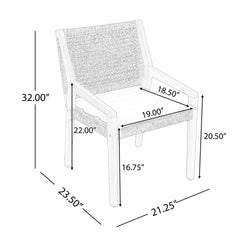 OUTDOOR DINING CHAIR SET-Acacia Wood and Wicker with Cream Cushion Patio Furniture-Teak finish & wicke Brown ,Suitable for large gatherings-set of 4(N770P272397G(2-box))