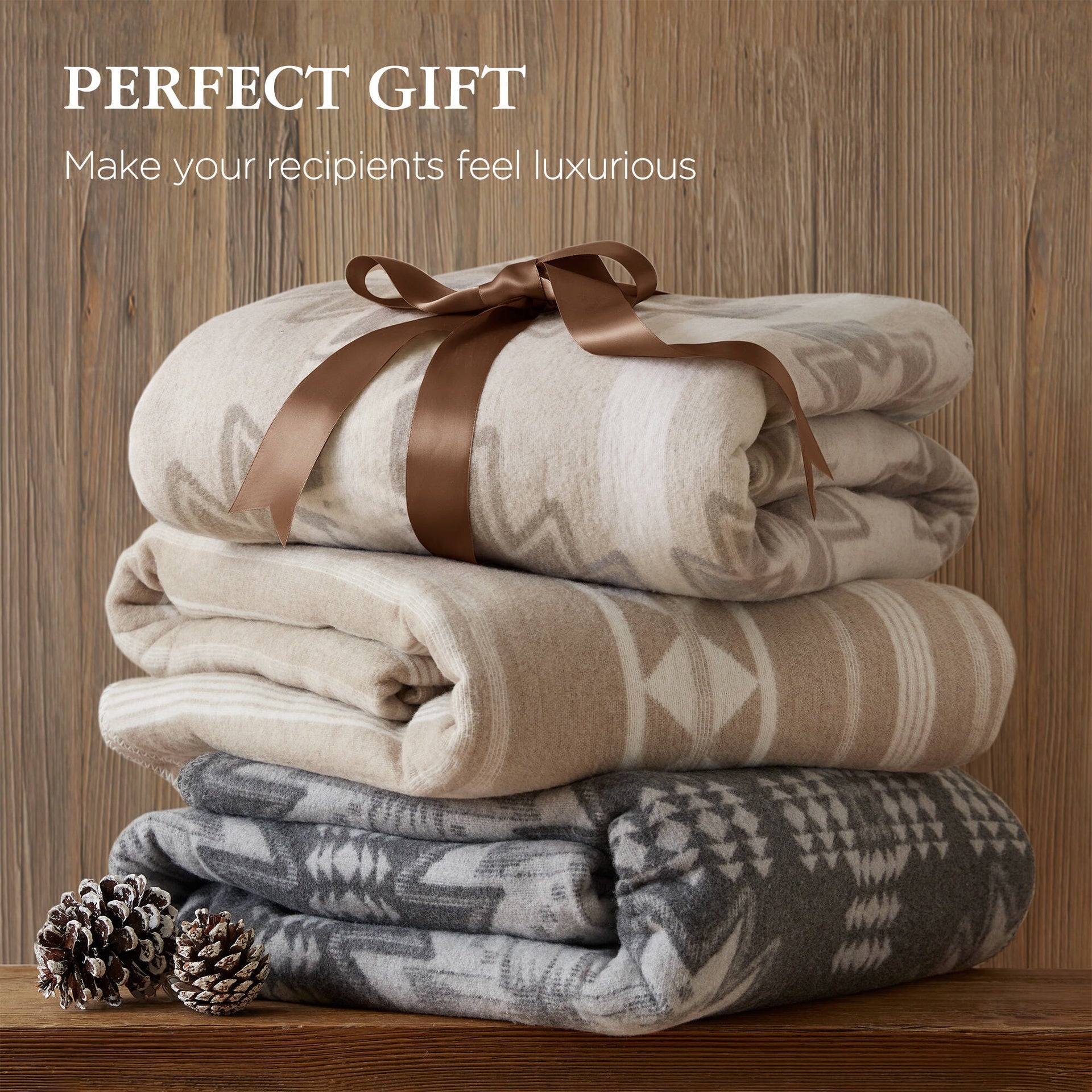 1-Piece Twin Cotton Blend Blanket, Grey Aztec