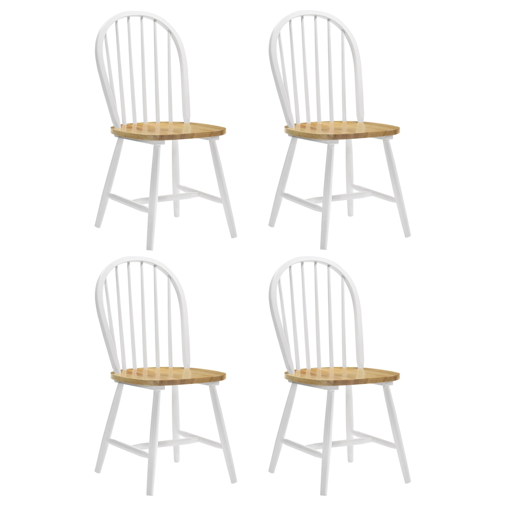 Natural Brown and White Spindle Back Side Chairs (Set of 4)