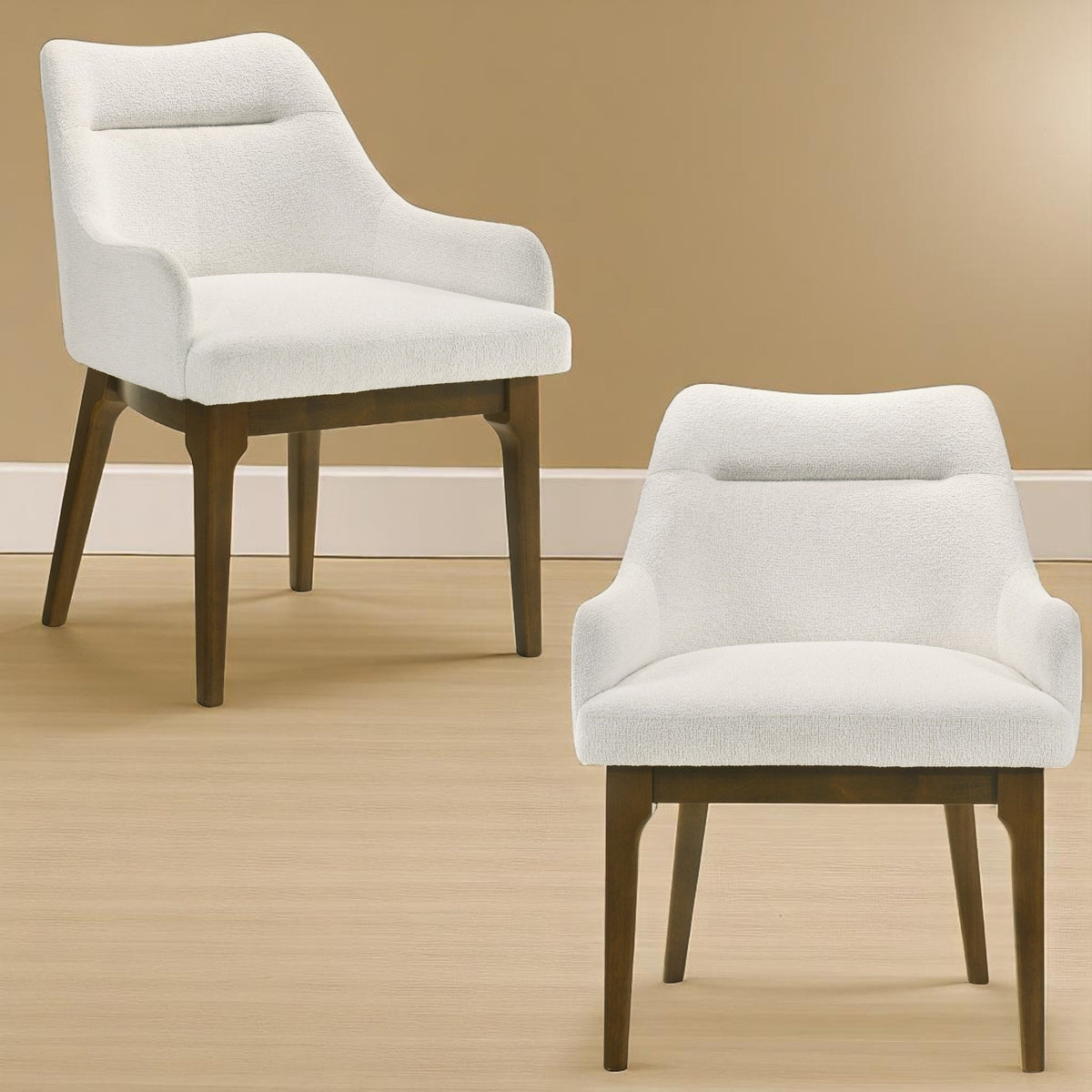 Kasha Chenille & Vintage Oak Side Chair (Set of 2)