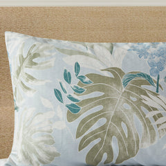 6 Piece Oversized Cotton Comforter Set with Throw Pillow Blue Queen
