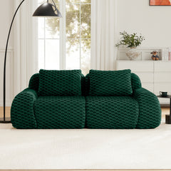 82" Modern Modular Sectional Sofa for Living Room,Flannelette Fabric,highly textured,Oversized 2-Seater Couch,Deep Seat,Deep Seat,Boneless sofa,Buckle connection,Anti-slip Design,No Assembly,Green