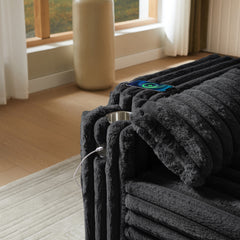 Black Corduroy Sofa Bed with Pull Out  Bed