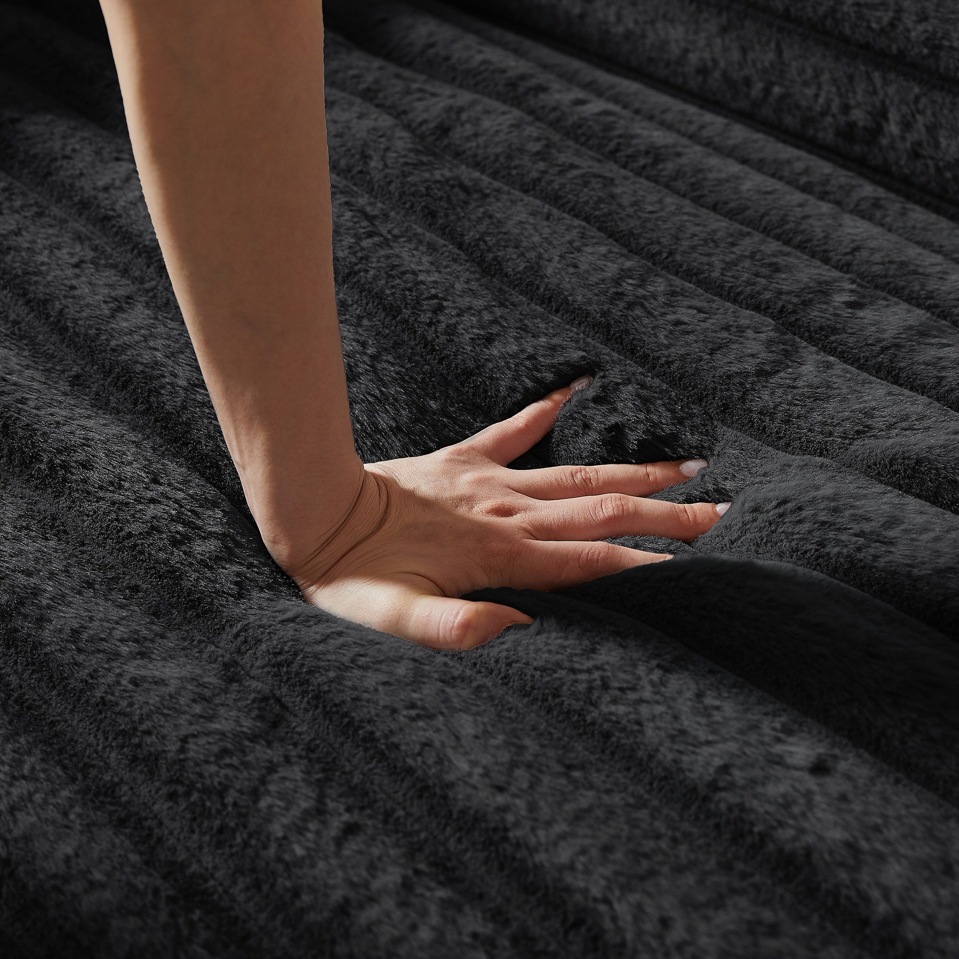 Black Corduroy Sofa Bed with Pull Out  Bed
