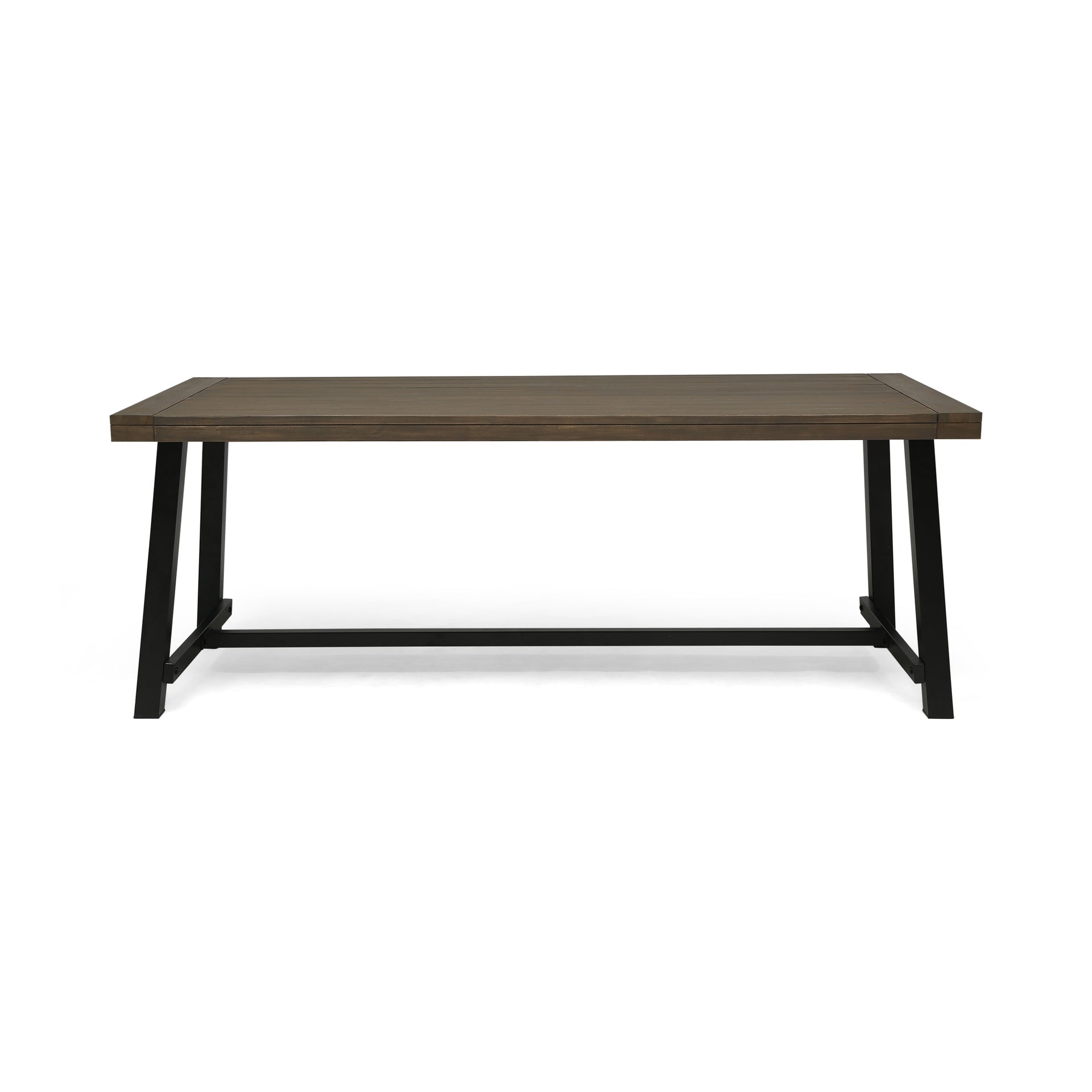 Outdoor Acacia Wood Dining Table,Grey/Rustic Metal