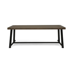 Outdoor Acacia Wood Dining Table,Grey/Rustic Metal