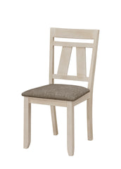 5pc Cottage Style Extendable Dining Table Set Chalk Gray Tow Tone Finish Upholstered Chair Dining Room Wooden Furniture Two Self-Storing Refectory Leaves Solid Wood