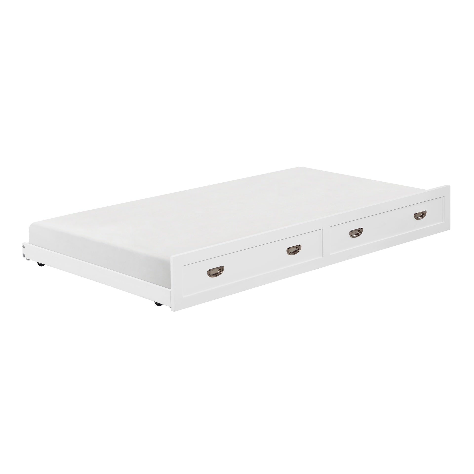 White Finish Trundle with Casters Movement Bedroom Furniture 1pc