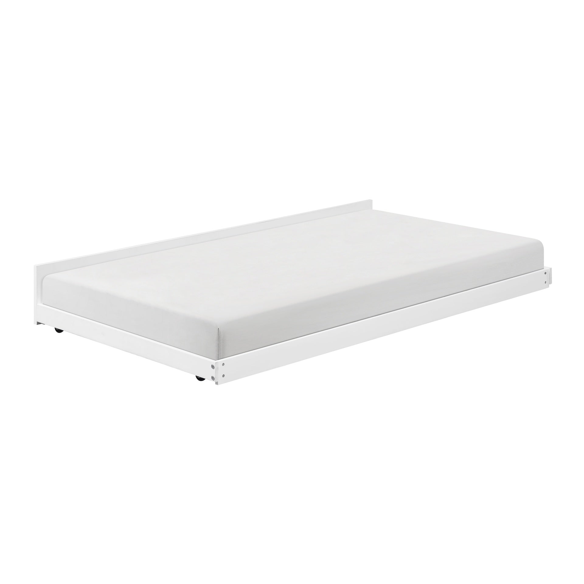 White Finish Trundle with Casters Movement Bedroom Furniture 1pc