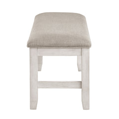 Modern Farmhouse Dining Bench Antique White Finish Upholstered Seat Wooden Furniture 1pc