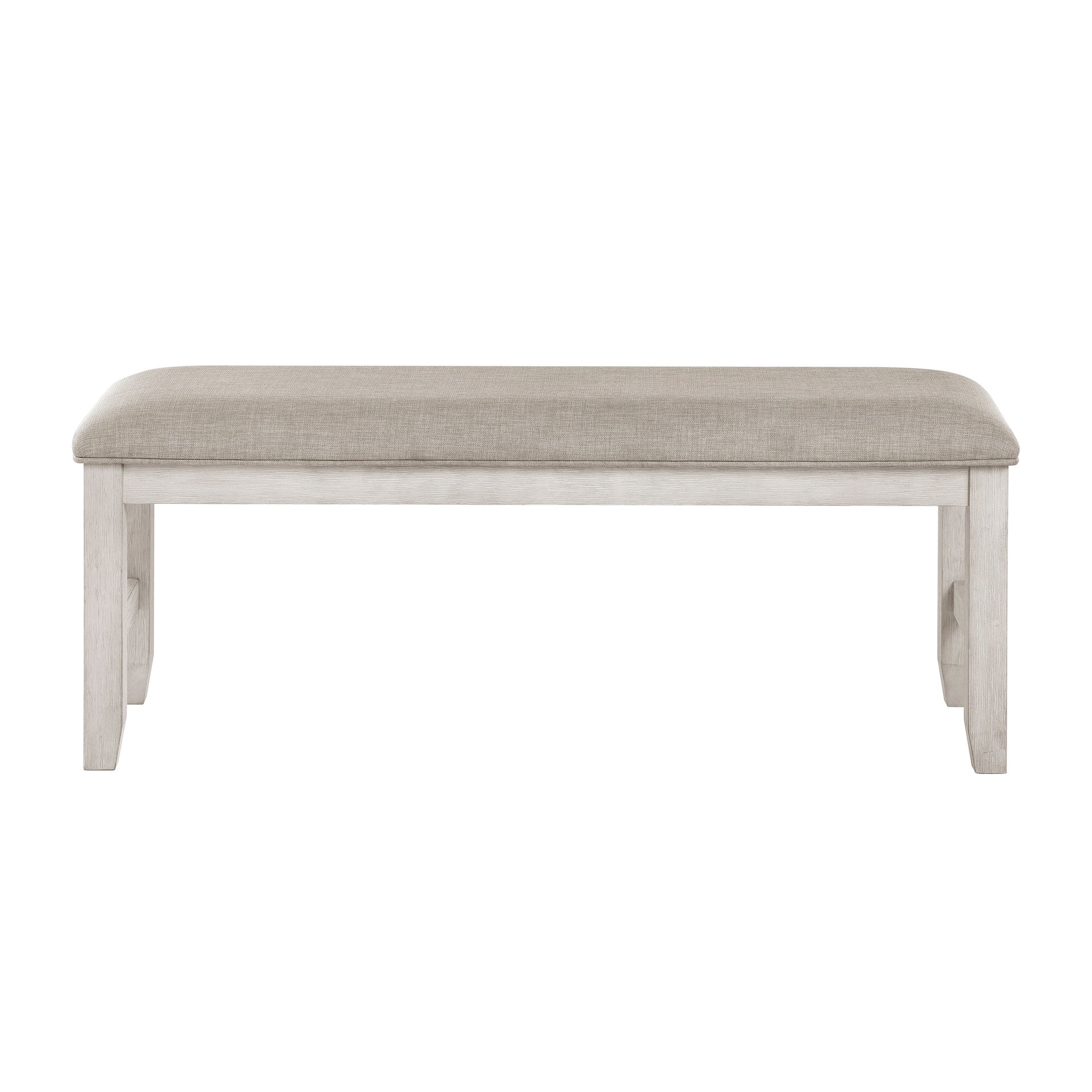 Modern Farmhouse Dining Bench Antique White Finish Upholstered Seat Wooden Furniture 1pc