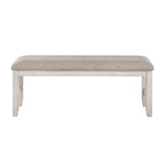 Modern Farmhouse Dining Bench Antique White Finish Upholstered Seat Wooden Furniture 1pc