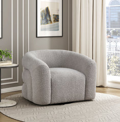 1pc Swivel Accent Chair Gray Boucle Upholstery Solid Wood Modern Luxury Living Room Furniture Durable Stylish New Design