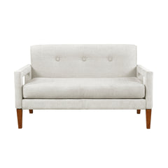 Modern Living Room Furniture Loveseat Beige Chenille Upholstery Pocket Coils Solid Wood Legs Furniture 1pc