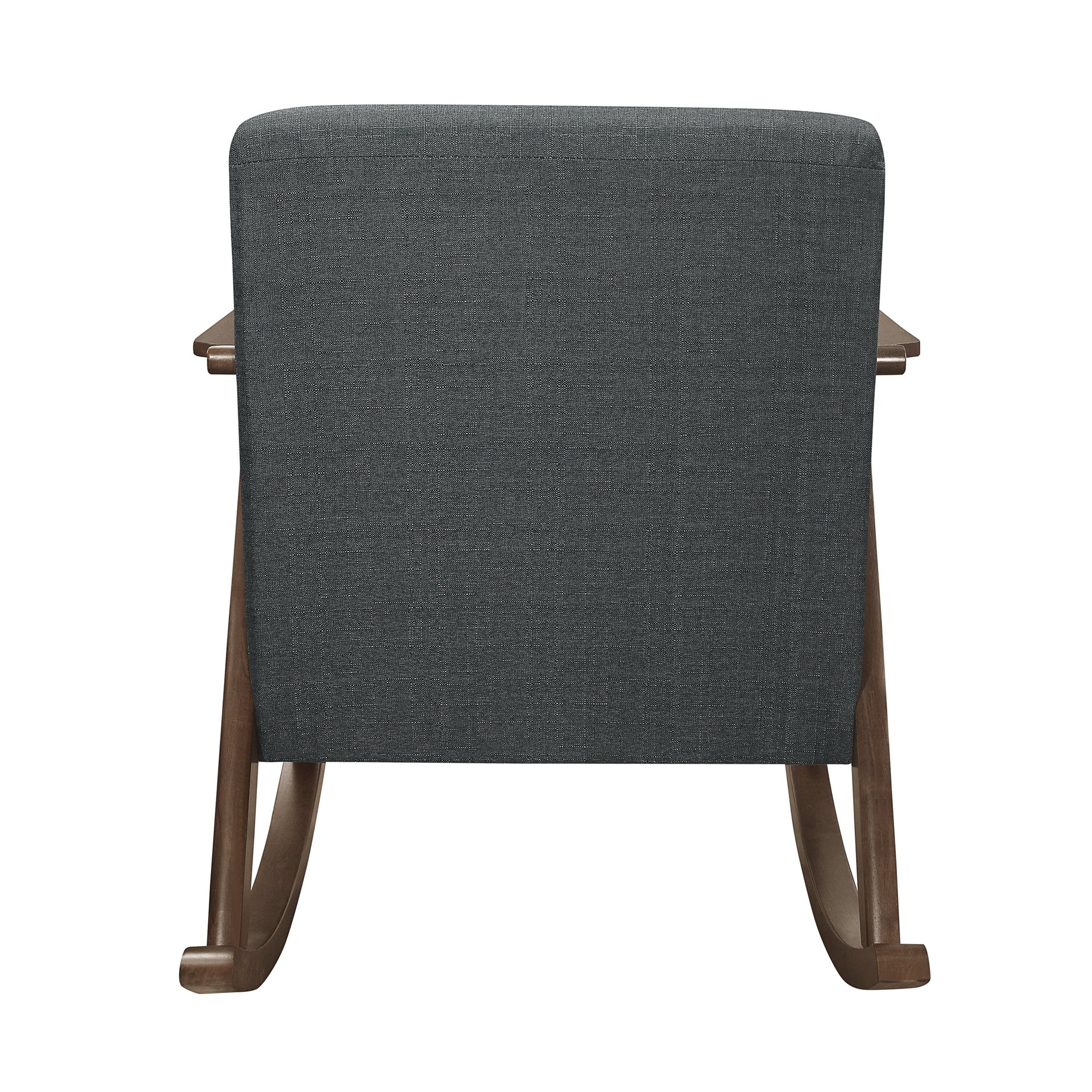 Modern Home Furniture 1pc Rocking Chair Dark Gray Fabric Upholstered Dark Walnut Finish Wood Cushion Seat and Back